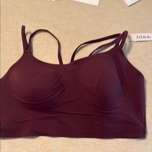 Soma Sport Longline Yoga Bra Large Merlot NWT